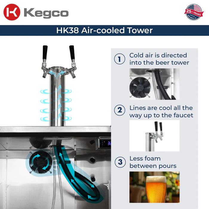 Kegco Undercounter Commercial-Grade Dual Tap Digital Kegerator