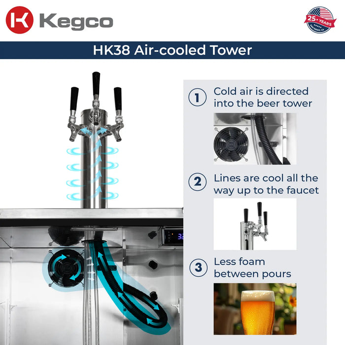 Kegco Undercounter Commercial-Grade Triple Tap Digital Kegerator