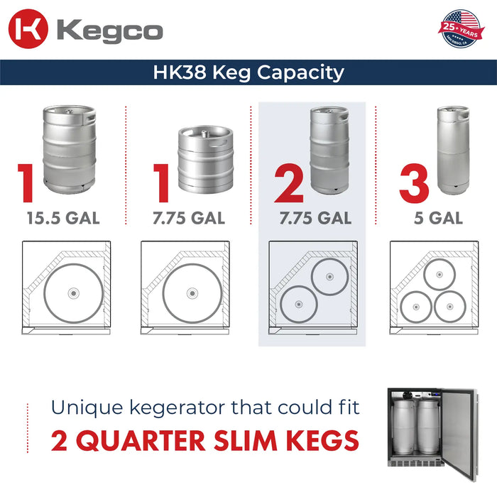 Kegco Undercounter Commercial-Grade Triple Tap Digital Kegerator