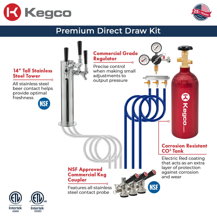 Kegco Undercounter Commercial-Grade Triple Tap Digital Kegerator