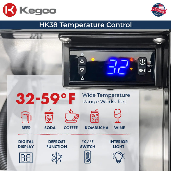 Kegco Undercounter Commercial-Grade Triple Tap Digital Kegerator
