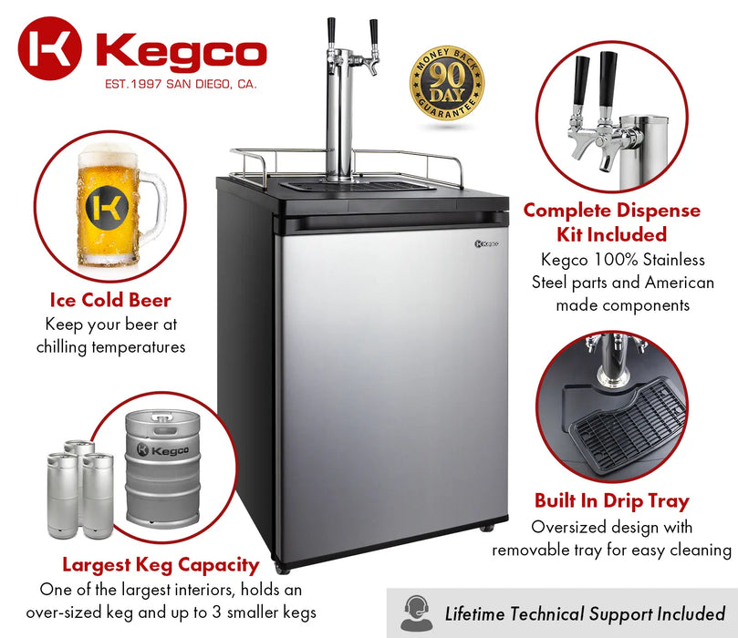 Kegco 24" Wide Dual Tap Kegerator