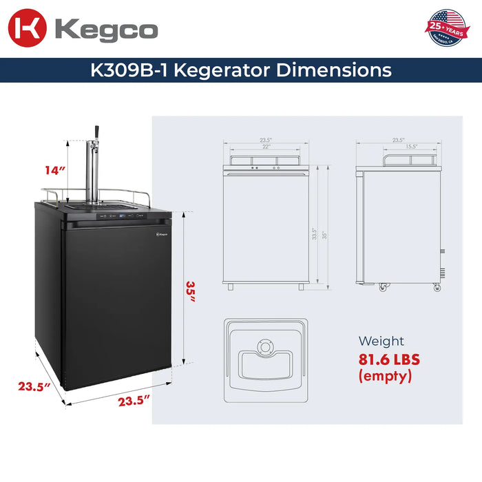 Kegco Full-Size Single Tap Digital Kegerator