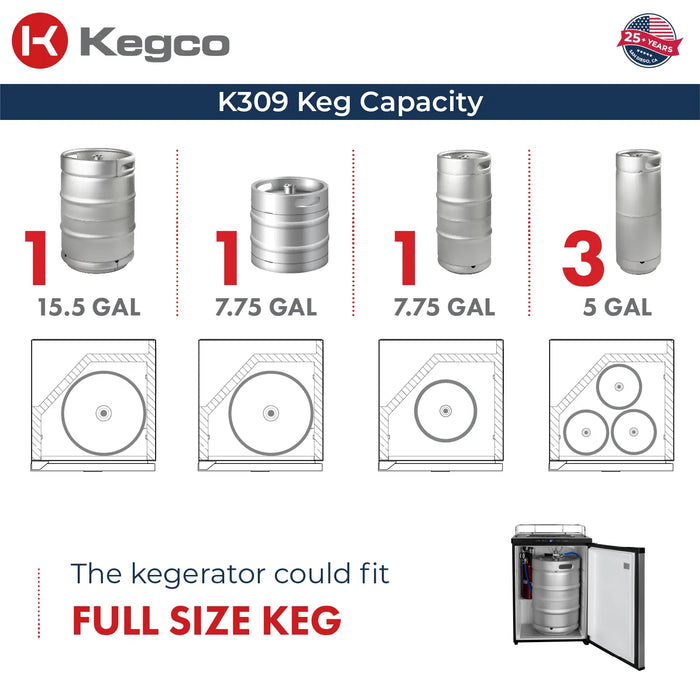 Kegco Full-Size Triple Tap Digital Kegerator